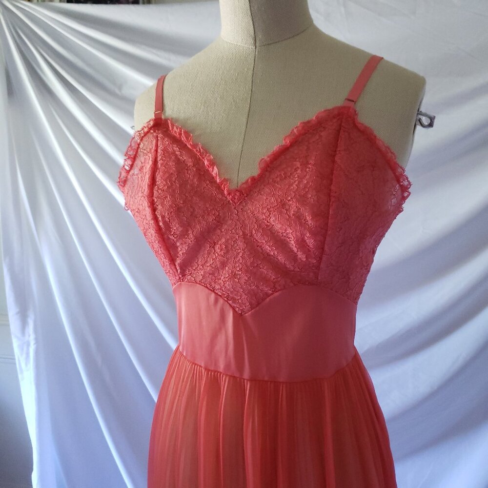 Vintage Coral Lingerie Nightdress Slip Small - Picture 2 of 14